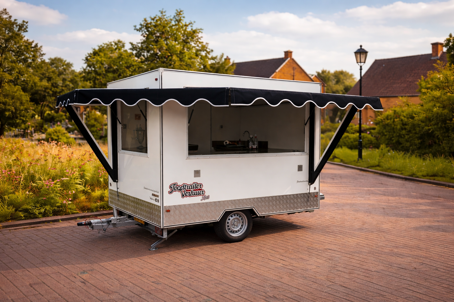 Vierkante Square foodtrailer van Foodtrailer Verhuur Axel